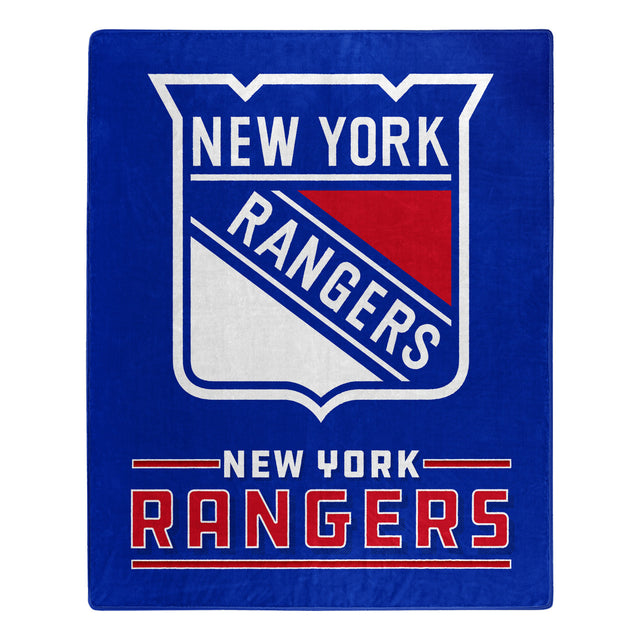 Manta de los New York Rangers de 50 x 60 con diseño de interferencias de Raschel