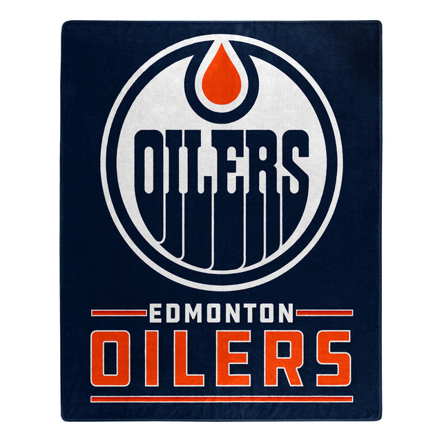 Manta de los Edmonton Oilers de 50 x 60 con diseño de interferencia Raschel