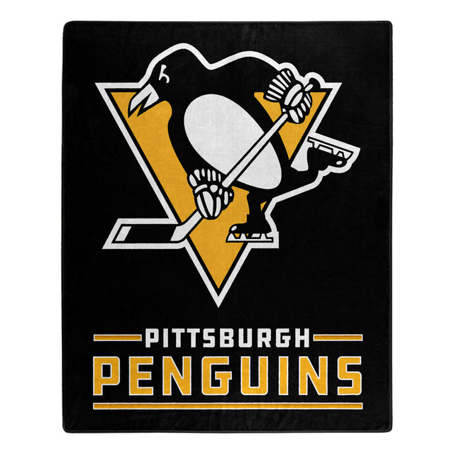 Manta de los Pittsburgh Penguins de 50 x 60 pulgadas con diseño de interferencia de Raschel