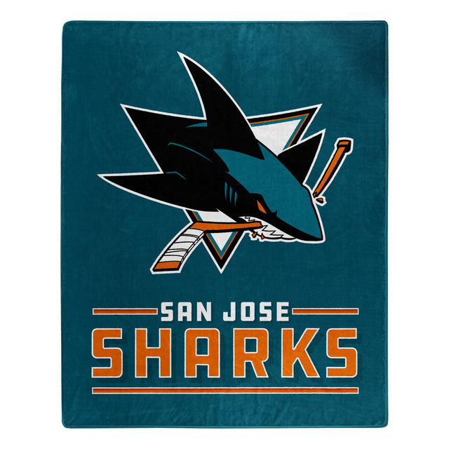 Manta de los San José Sharks de 50 x 60 pulgadas, diseño de interferencias de Raschel