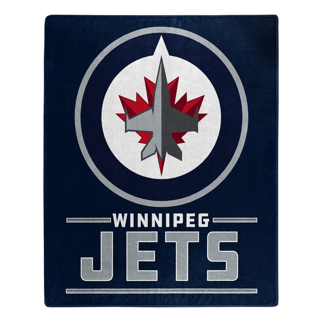 Manta de los Winnipeg Jets de 50 x 60 con diseño de interferencias de Raschel