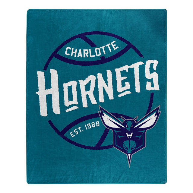 Charlotte Hornets Blanket 50x60 Raschel Blacktop Design