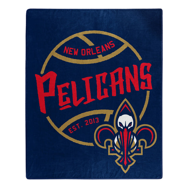 New Orleans Pelicans Blanket 50x60 Raschel Blacktop Design