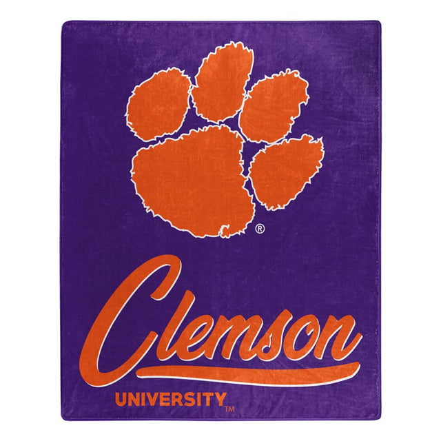 Manta de los Clemson Tigers de 50 x 60 pulgadas, diseño exclusivo de Raschel