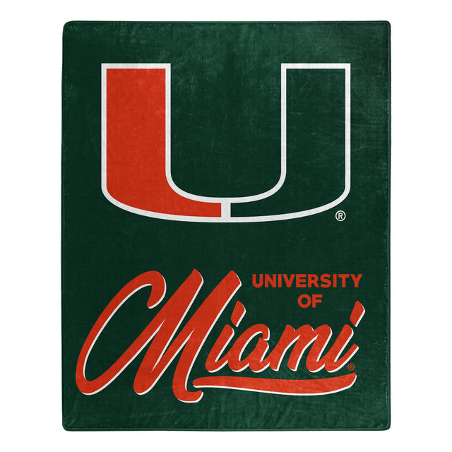 Manta de los Miami Hurricanes de 50 x 60 pulgadas, diseño exclusivo de Raschel