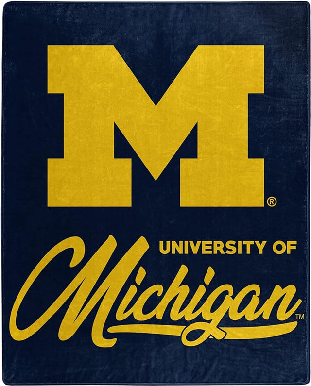 Manta de los Wolverines de Michigan, 50 x 60, diseño exclusivo de Raschel