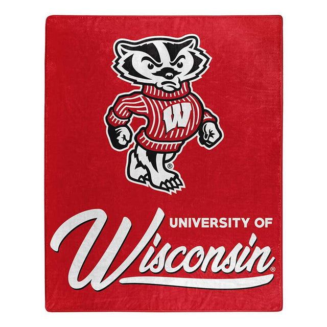 Manta de los Wisconsin Badgers de 50 x 60, diseño exclusivo de Raschel