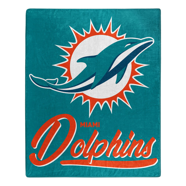 Manta de los Miami Dolphins de 50 x 60 pulgadas con diseño exclusivo de Raschel