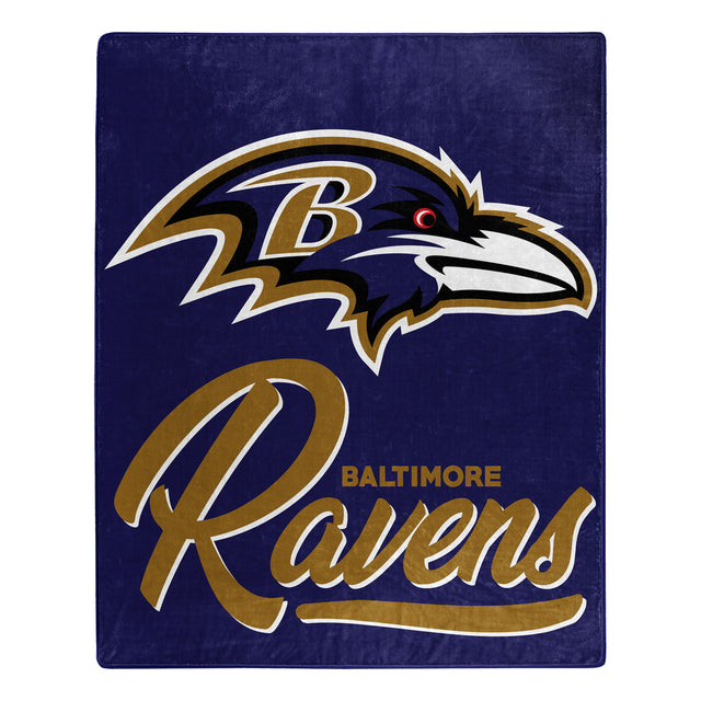 Manta de los Baltimore Ravens de 50 x 60 pulgadas con diseño exclusivo de Raschel