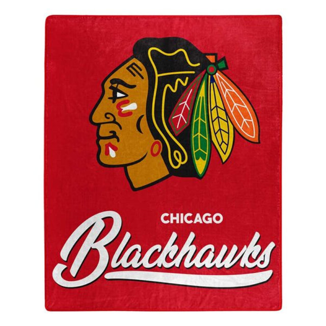 Manta de los Chicago Blackhawks de 50 x 60 pulgadas, diseño exclusivo de Raschel