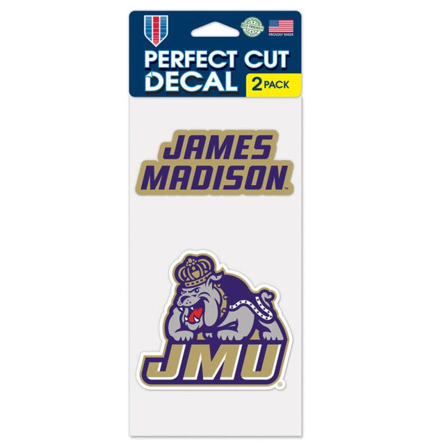 Juego de dos calcomanías de James Madison Dukes Perfect Cut de 4" x 4"