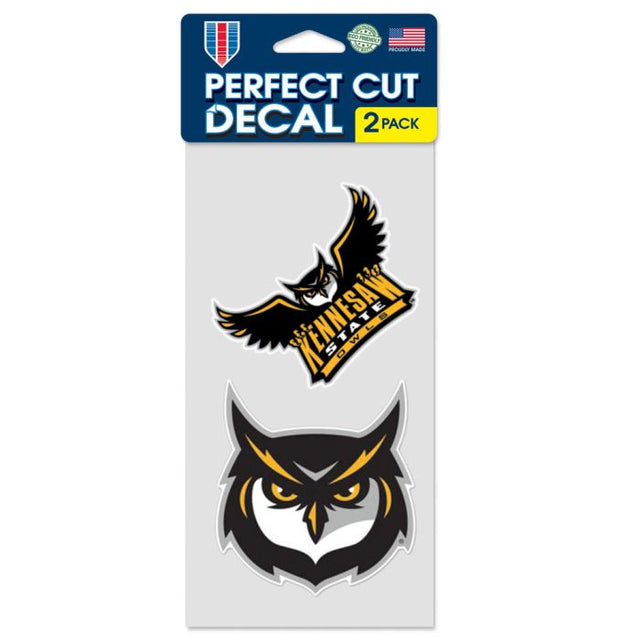 Juego de dos calcomanías de corte perfecto de Kennesaw State Owls de 4" x 4"