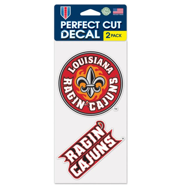 Luisiana - Juego de dos calcomanías de corte perfecto de Lafayette Ragin Cajuns de 4" x 4"