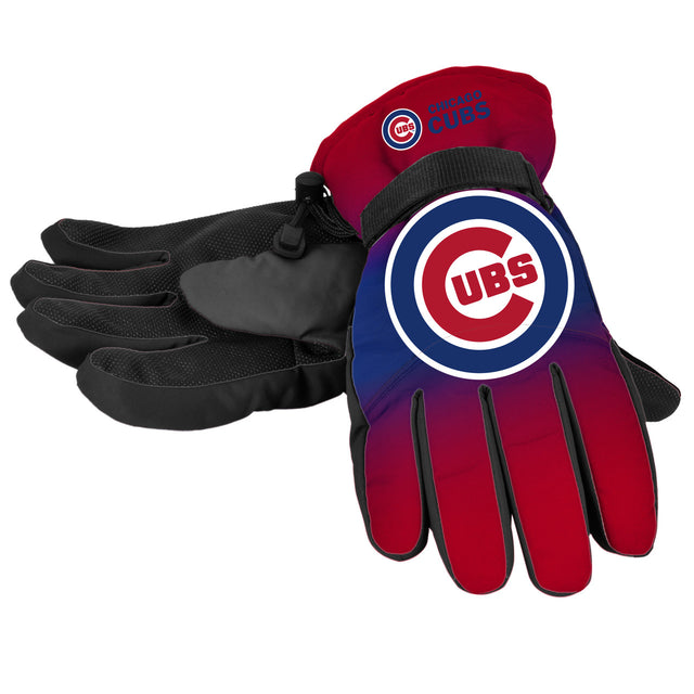 Guantes de los Chicago Cubs con aislamiento y logotipo grande en degradado, talla pequeña/mediana