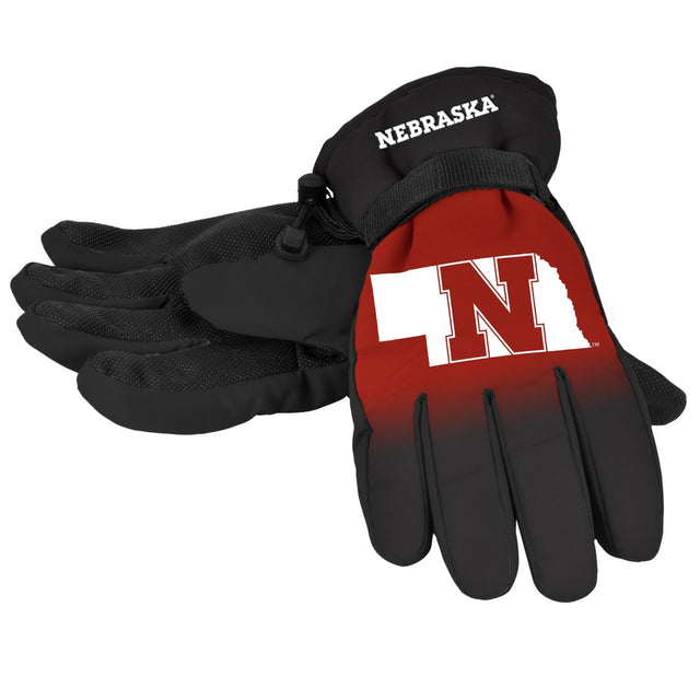 Guantes de los Nebraska Cornhuskers con aislamiento y logotipo grande en degradado, talla pequeña o mediana