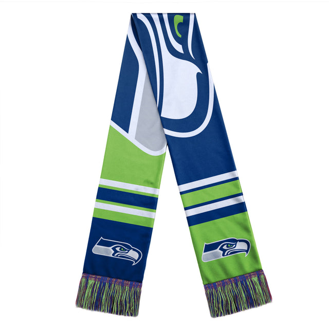 Bufanda de los Seattle Seahawks con diseño de logotipo grande y bloques de colores