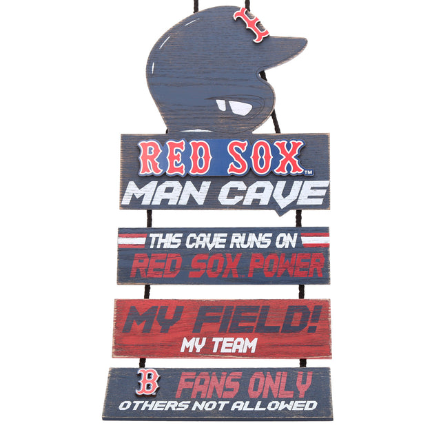 Letrero de madera de los Boston Red Sox con diseño de cueva para hombres