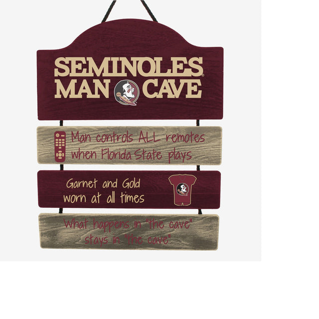 Letrero de madera para cueva de hombre de los Florida State Seminoles