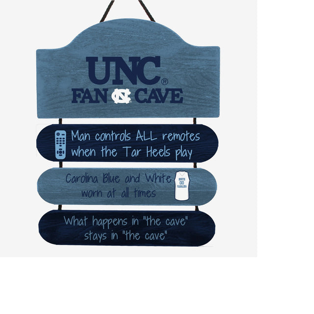 Letrero de madera para cueva de hombre de los Tar Heels de Carolina del Norte