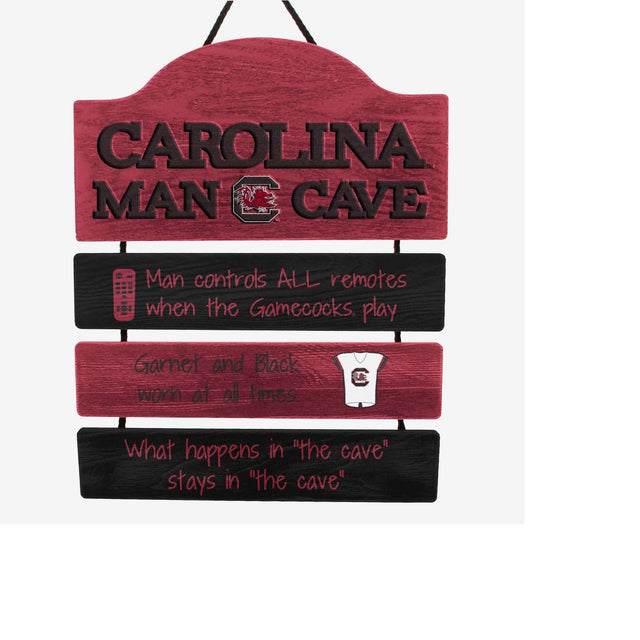 Letrero de madera para cueva de hombre de South Carolina Gamecocks