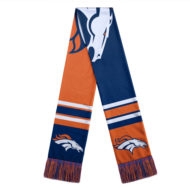 Bufanda de los Denver Broncos con diseño de logotipo grande y bloques de colores