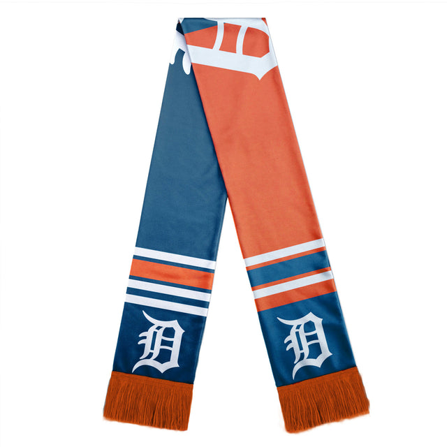 Bufanda de los Tigres de Detroit con diseño de logotipo grande y bloques de colores