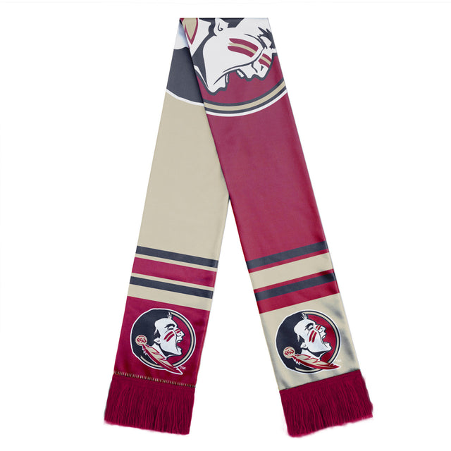 Diseño de logotipo grande con diseño de bloques de colores y bufanda de los Florida State Seminoles