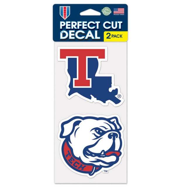 Juego de dos calcomanías de corte perfecto de Louisiana Tech Bulldogs de 4" x 4"