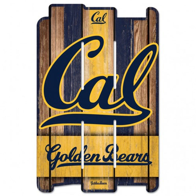 Letrero de madera estilo valla de California Golden Bears de 11 x 17 pulgadas