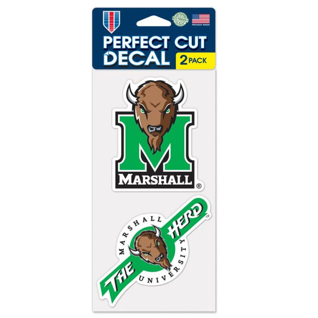 Juego de dos calcomanías de corte perfecto de Marshall Thundering Herd de 4" x 4"