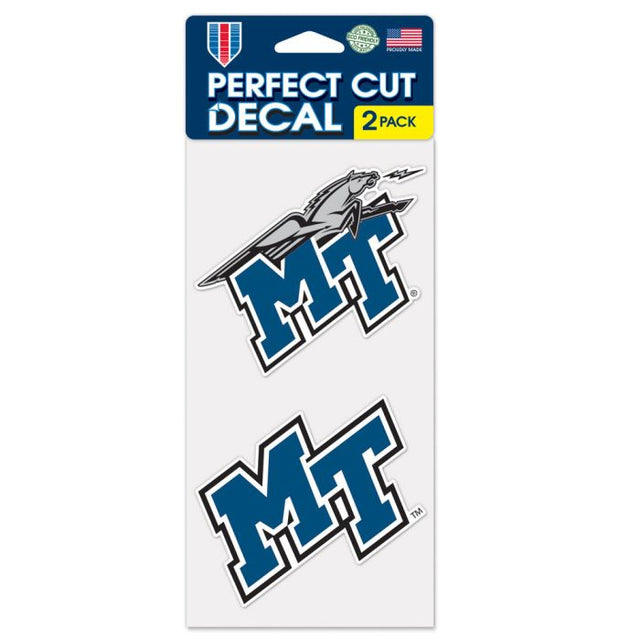 Juego de dos calcomanías de corte perfecto de los Blue Raiders de Middle Tennessee State de 4" x 4"