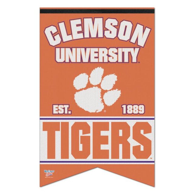 Bandera de fieltro premium de los Clemson Tigers de 17" x 26"