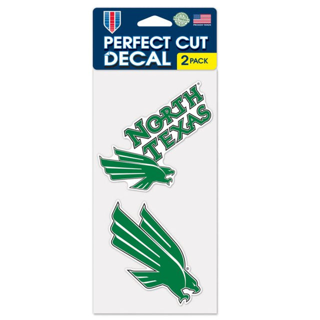 Juego de dos calcomanías de corte perfecto de North Texas Mean Green de 4" x 4"