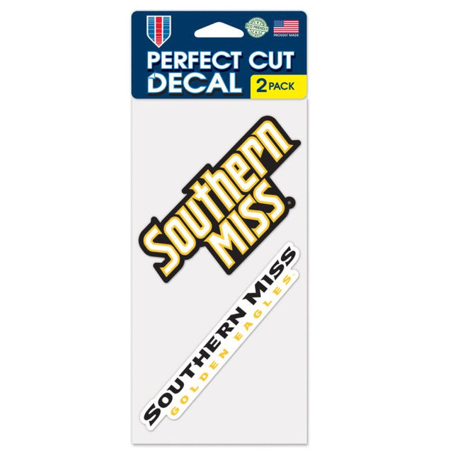 Juego de dos calcomanías de corte perfecto de Southern Miss Golden Eagles de 4" x 4"