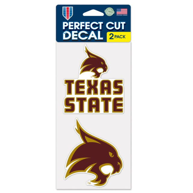 Juego de dos calcomanías de corte perfecto de Texas State Bobcats de 4" x 4"