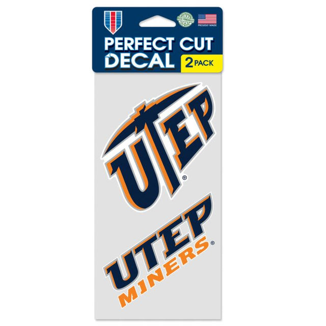 Juego de dos calcomanías de corte perfecto de UTEP Miners de 4" x 4"