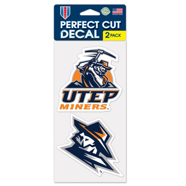 Juego de dos calcomanías de corte perfecto de UTEP Miners de 4" x 4"