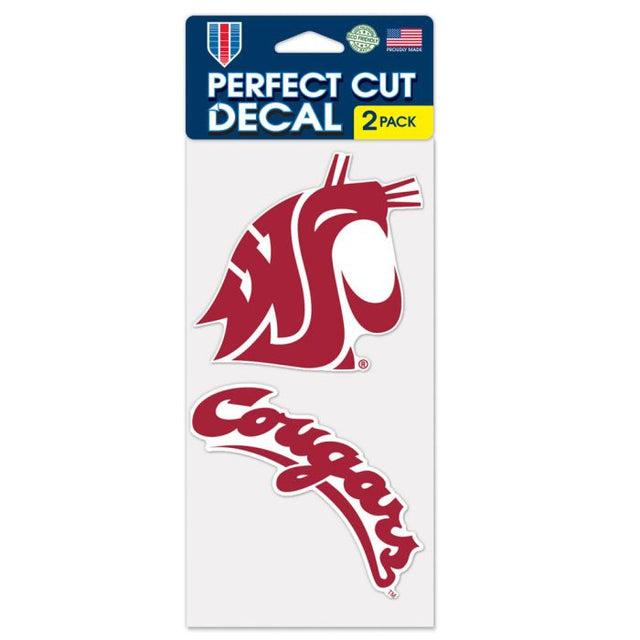 Juego de dos calcomanías de corte perfecto de Washington State Cougars de 4" x 4"