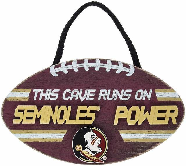 Letrero de madera de los Florida State Seminoles con diseño de fútbol