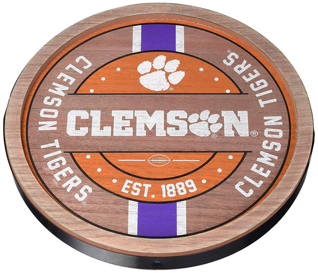 Letrero de madera con diseño de barril de los Clemson Tigers