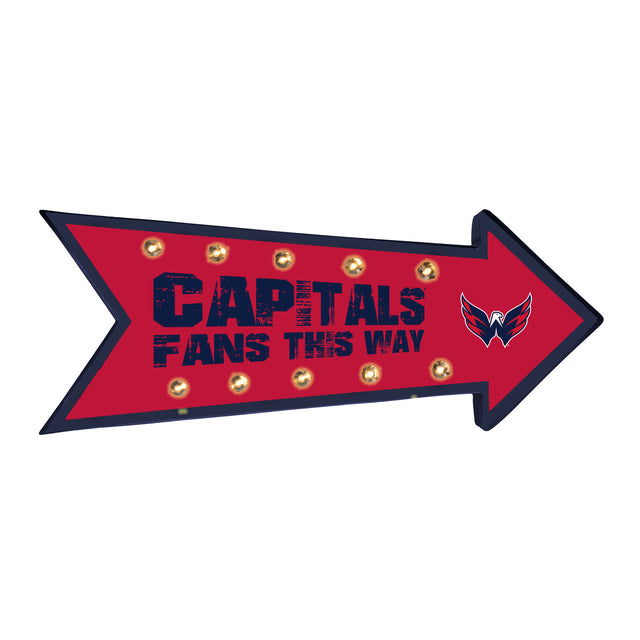 Marquesina con luz de marcha con el cartel de Washington Capitals