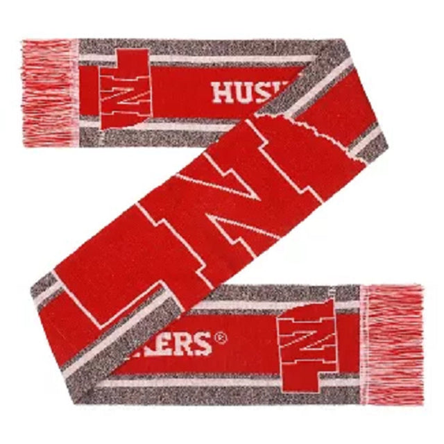 Bufanda de los Nebraska Cornhuskers con logotipo grande y marca denominativa en color gris