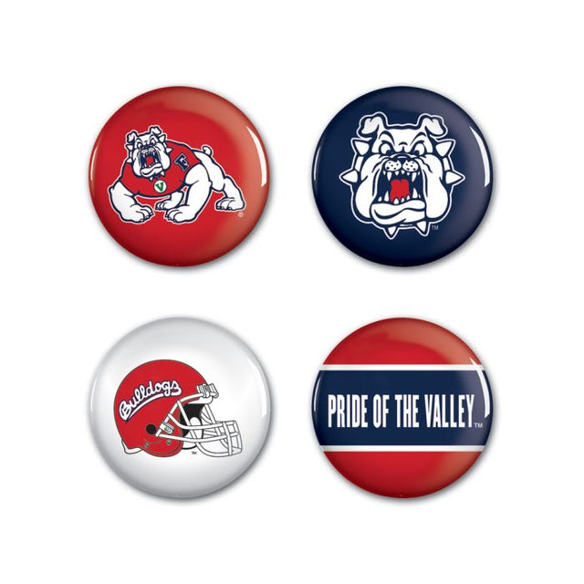 Fresno State Bulldogs Button 4 Pack 1 1/4" Rnd