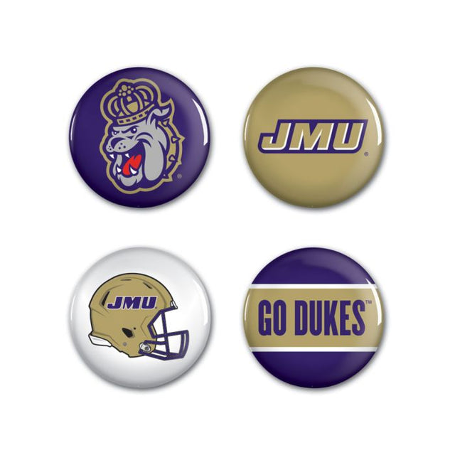 James Madison Dukes Button 4 Pack 1 1/4" Rnd