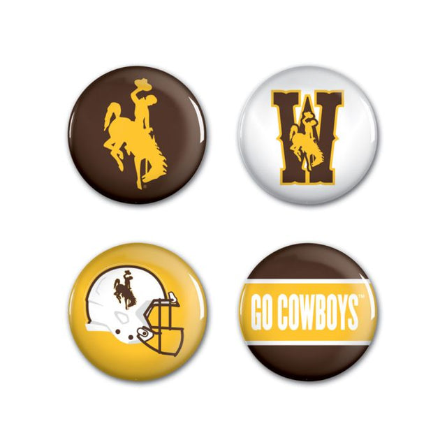 Paquete de 4 botones de los Wyoming Cowboys de 1 1/4" de diámetro