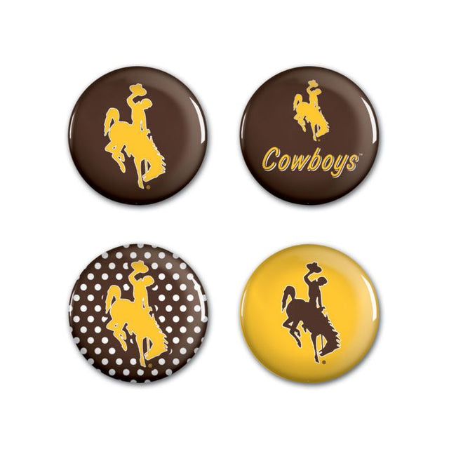 Wyoming Cowboys Button 4 Pack 1 1/4" Rnd