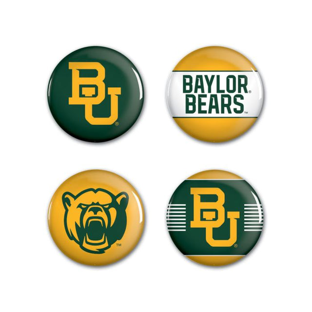 Paquete de 4 botones de los Baylor Bears de 1 1/4" de diámetro