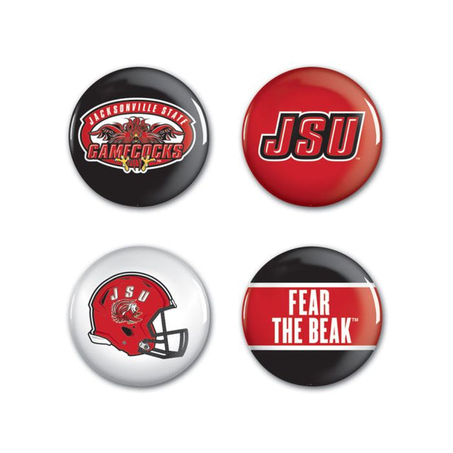 Jacksonville State Gamecocks Button 4 Pack 1 1/4" Rnd