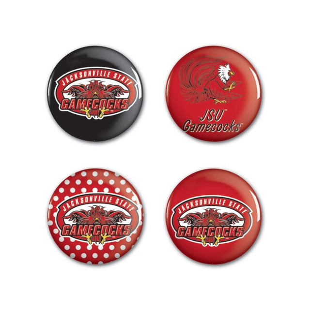 Jacksonville State Gamecocks Button 4 Pack 1 1/4" Rnd