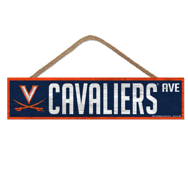 Virginia Cavaliers Wood Sign-with Rope 4" x 17"